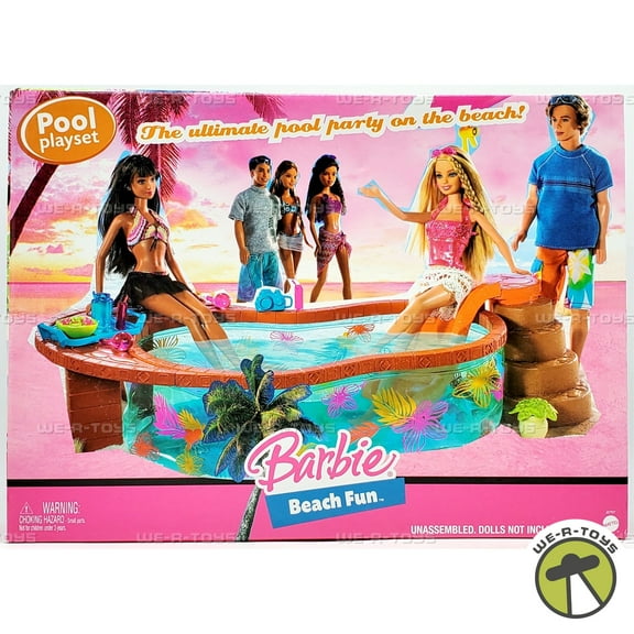 Barbie Beach Fun Pool Playset Pool Party on the Beach 2025 Mattel J0707
