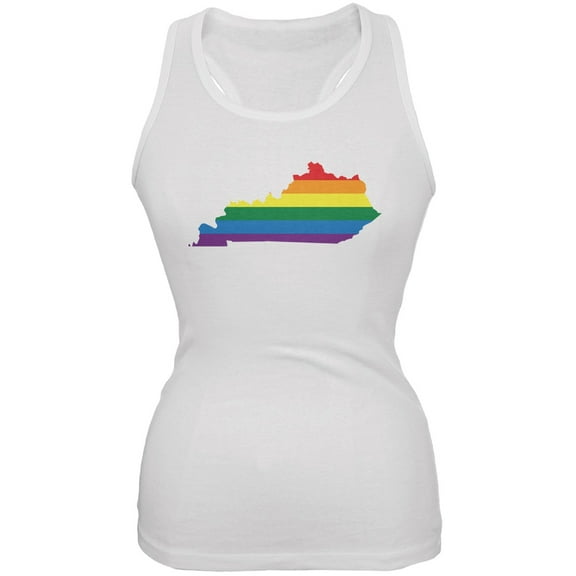 Kentucky LGBT Lesbian Pride Rainbow White Juniors Soft Tank Top - X-Large
