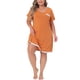 thumbnail image 1 of Camisón de mujer plus size GRACE & GRANDEUR, pijama suave de manga corta con encaje, camiseta de noche 3X naranja, 1 of 1