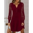 thumbnail image 2 of Liacowi Plus Size Women Fall Dress Floral Lace Long Sleeve Mini Dress Short Dress S-5XL, 2 of 3