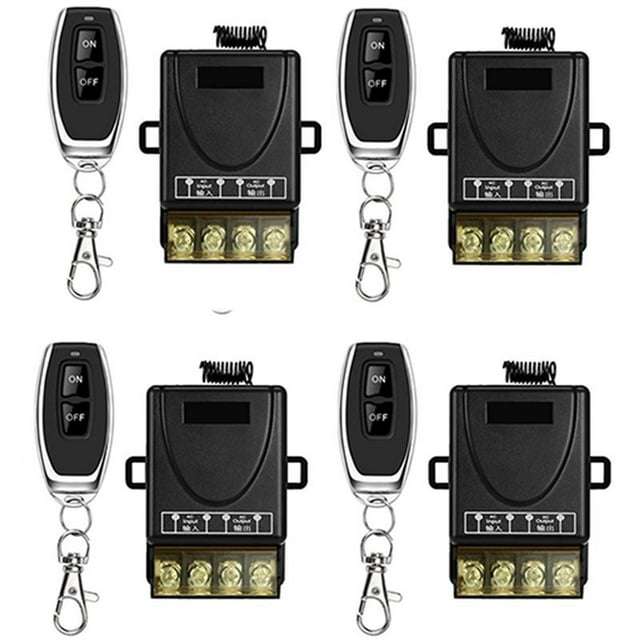 4X Interruptor de Control Remoto de Bomba de Agua de 433 MHz 220 V, MóDulo Receptor de 1 Canal 30A, Transmisor RF Inalámbrico de Encendido / Apagado para Luz LED