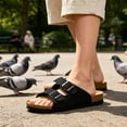 thumbnail image 6 of BERANMEY Unisex Cork Footbed Sandal for Womens Flat Slide Sandals Cork Footbed 2 Straps Adjustable Buckle Slip on Sandals with Comfort Arch Support for Slippers, 6 of 8