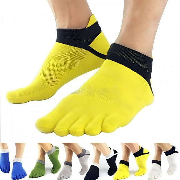 TELOLY Toe Socks Pure Cotton Five Fingers Crew Anti Odor Breathable Low Cut Ankle Casual Men Women Toesock