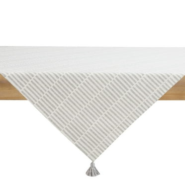 Better Homes & Garden Grid Check Square Cotton Tablecloth Throw, Grey, 50"W x 50"L