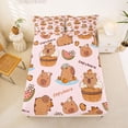 thumbnail image 5 of Erosebridal Cute Capybara Queen Sheet Sets,Brown Cartoon Animal Bed Set For Capybara Lovers 4pcs, 5 of 6