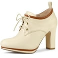 thumbnail image 1 of BLISSFUL STEP Women's Round Toe Platform Block High Heel Ankle Boots, 1 of 7