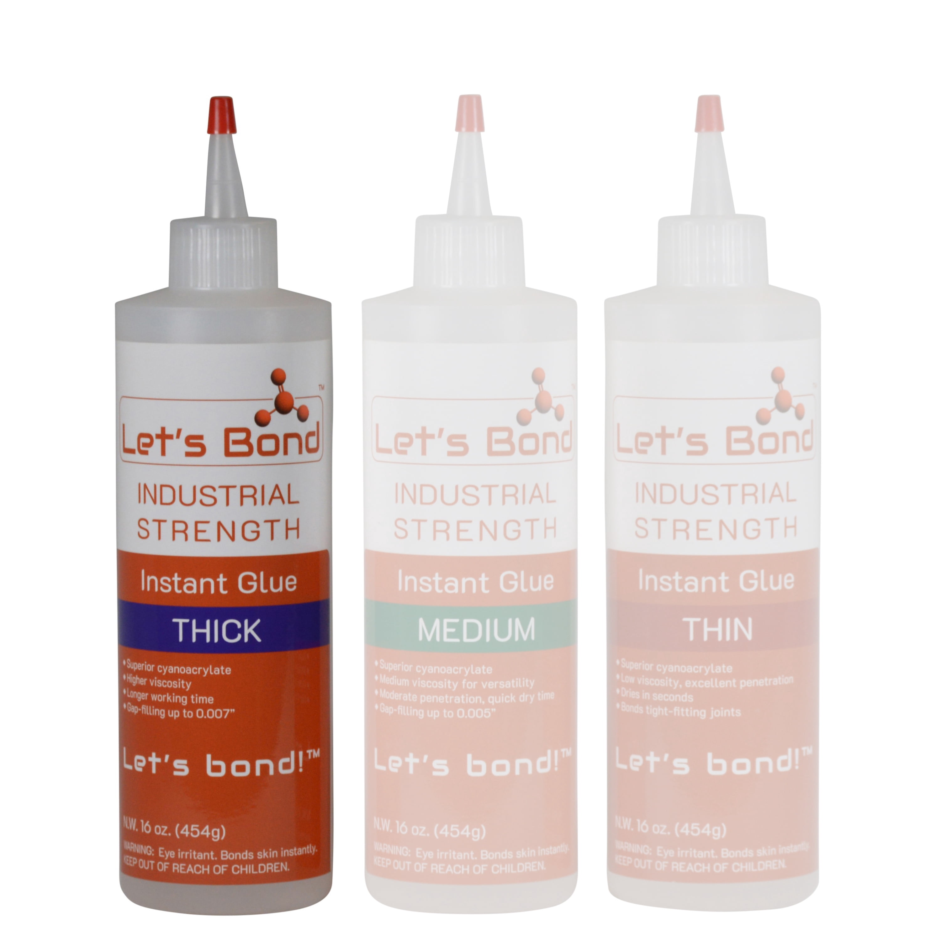 Let's Bond 16 oz Thick Professional Grade Instant Glue, Premium Cyanoacrylate, 700 CPS