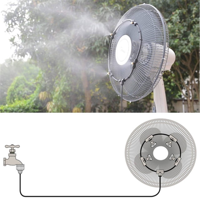 Xihbxyly Ventilador Nebulizador para Exteriores, Sistema de Nebulización de 16 Pulgadas con Montaje En Ventilador, Aspersores de Latón de 4 Boquillas, Enfriamiento Rápido, Uso En Patios y Jardines, R