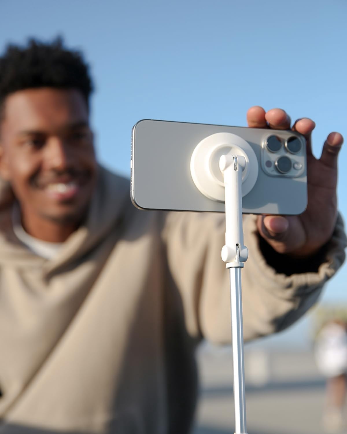 KraftGeek 66'' Magnetic Phone Tripod for iPhone MagSafe, JustTap Selfie Stick Tripod with Remote, Portable Tripod Stand for Video Recording, Travel, Vlogging (White)