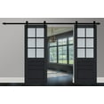 thumbnail image 3 of Sturdy Double Barn Door with Frosted Glass | Veregio 7339 Antracite | 13FT Rail Hangers Heavy Set | Solid Panel Interior Doors-72" x 96" (2* 36x96)-Black Rail, 3 of 6