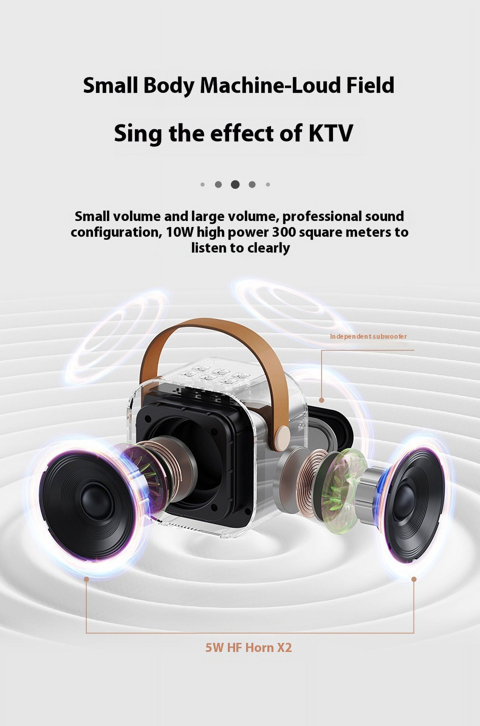 Mini Karaoke Machine for Kids, Portable Bluetooth Karaoke Singing Speaker with 2 Wireless Mics, Colorful Lights, Birthday Gifts for Girls Boys Home Party, Beige