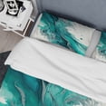 thumbnail image 4 of Designart "Turquoise Waves of Paradise VII" Abstract Liquid Ink Bedding Covert Set - Modern Blue Abstract Bed Set With 1 Sham, 4 of 6