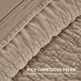 thumbnail image 4 of EVERGRACE Velvet Quilt Queen Size, Luxury Velvet Bedding Set, Ultra Soft Ruched Quilt Sets, Lightweight Comforter Vintage Textured Bedspread Coverlet with 2 Shams for All Season, Khaki Tan, 4 of 8