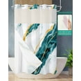 thumbnail image 4 of No Hook Shower Curtains, Marble Turquoise Small Shower Curtains with Snap in Liner, Gold Foil Ceramic Style Crack Scratch Waterproof Washable Fabric Bathroom Shower Curtain Sets, 36" x 72", 4 of 7