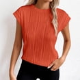 thumbnail image 3 of T Shirts for Women 2026 Summer Short Sleeve Crewneck Jacquard Loose Dressy Casual Tshirt Blouse, 3 of 6