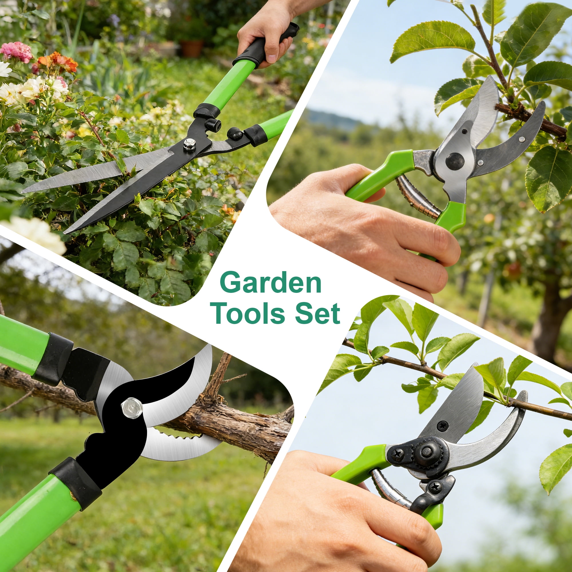 3PCS Loppers Shears Pruners Set, Professional Branch Cutter Tree Trimmer, Garden Shears for Yard, Lawn, Shrubs, Hedges, Outdoor Gardening