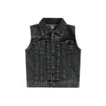 thumbnail image 1 of SUNSIOM Veste Sans Manches pour Enfants, Col Rabattu, Fermeture à Boutons, Veste en Denim Décontractée pour Filles et Garçons, 1 of 8