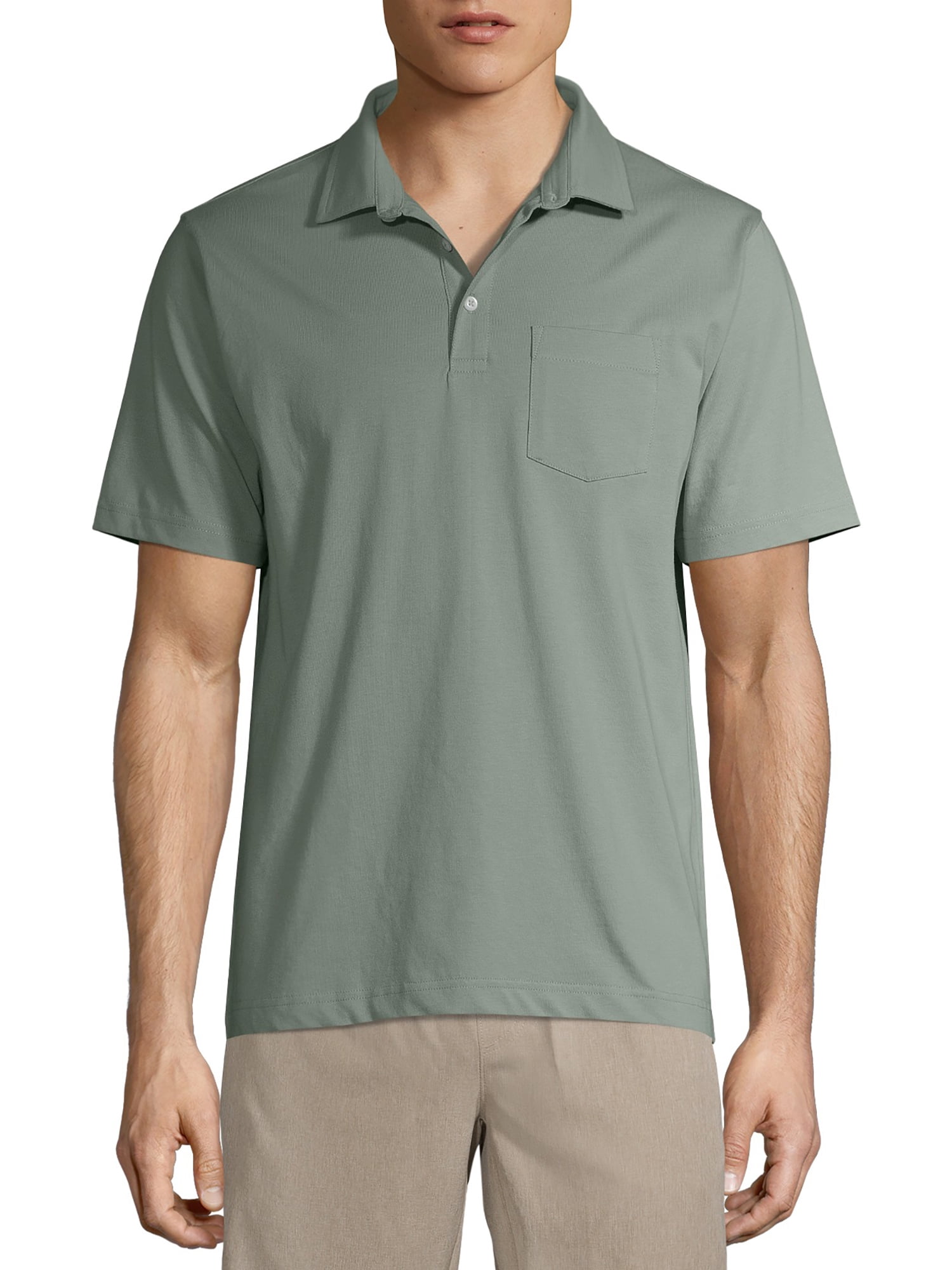 2-PACK~St John's Bay Big & Tall Short Sleeve Heritage~Non-Roll Collar Green Polo