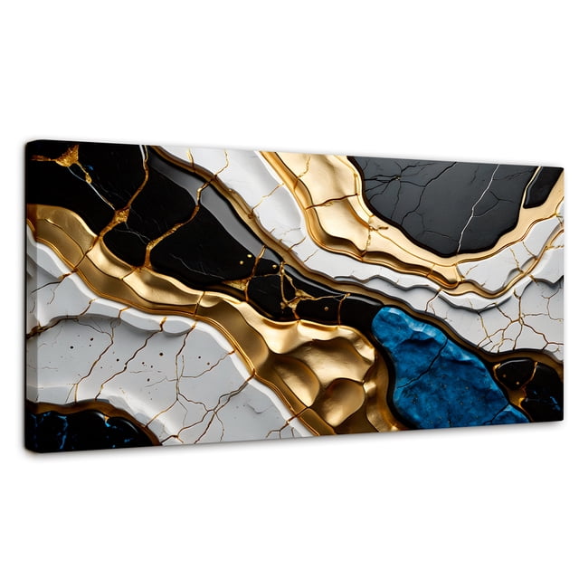 Cuadro Decorativo Canvas Revolution Abstracto Dorado 120x60