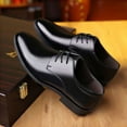 thumbnail image 5 of Men's Oxford Formal Dress Shoes Comfortable Classic Lace Up Business Shoes Block Low Heel Walking Shoes, 5 of 8