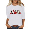 thumbnail image 3 of Jsaierl Womens Valentine's Day Shirts Plus Size Love Heart Graphic Tees Casual 3/4 Sleeve Blouse Round Neck Holiday T-shirt Tops Spring Clothes for Women, 3 of 5
