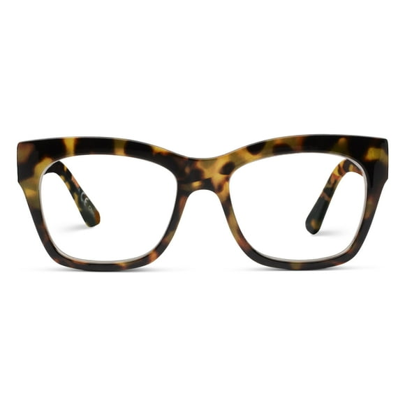 Peepers par Peeperspeccs Lunettes de Lecture Carrées Bleues Brillantes pour Femmes - Tortue +1.50