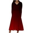 thumbnail image 2 of Women's Long Sleeve Dress, V-Neck Midi Length Casual Dress, Stretchy Polyester Everyday Dress, 2 of 5