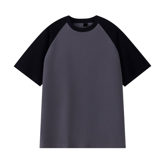ZCFZJW Mens Splicing Tops Casual Raglan Short Sleeve Crewneck Basic Workout Tees Shirt Big and Tall Regular Fit Graphic T-Shirts Black XXL
