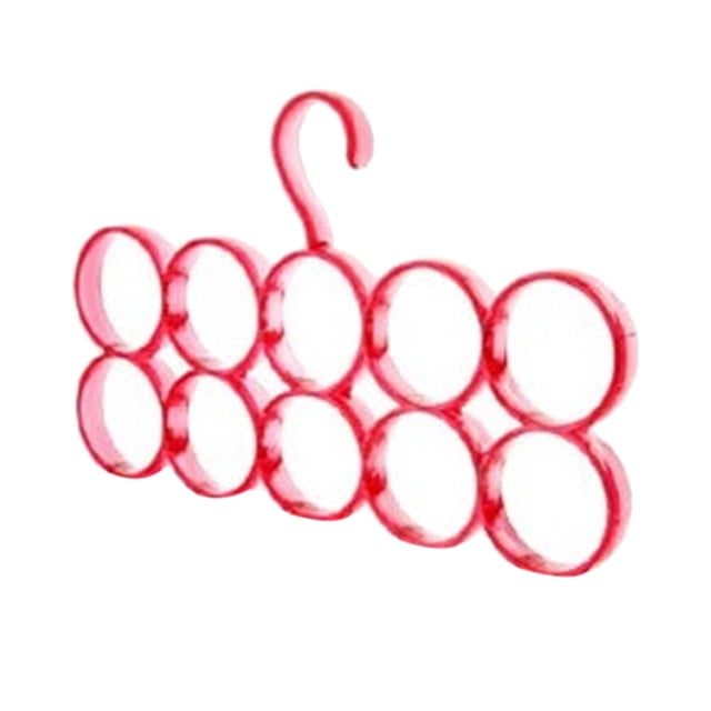 Miangastore 10 Rings Plastic Coat Hanger Multifunctional Circle Shape Scarf Belt Tie Display Slots Holder Hole Design Bathrobe Organizer (Red)