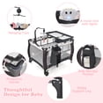 thumbnail image 5 of INFANS 3 in 1 Pack and Play, Portable Travel Baby Crib Bassinet with Detachable Mattress, Newborn Changing Table, Foldable Playpen with Carry Bag and 2 Wheels, 5 of 6