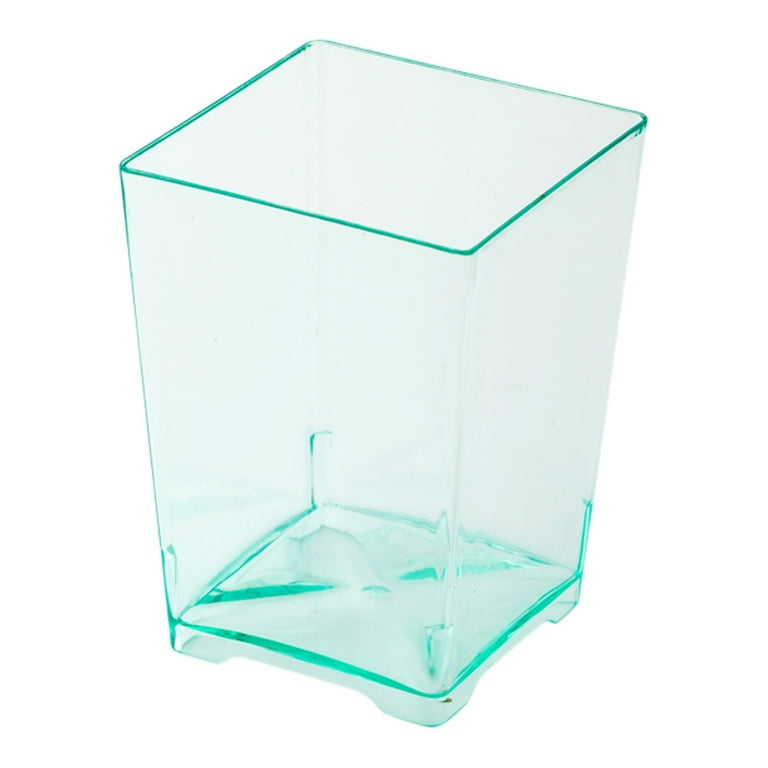 4 oz Square Seagreen Plastic Tall Quadrato Cup - 2 x 2 x 2 3/4 - 100