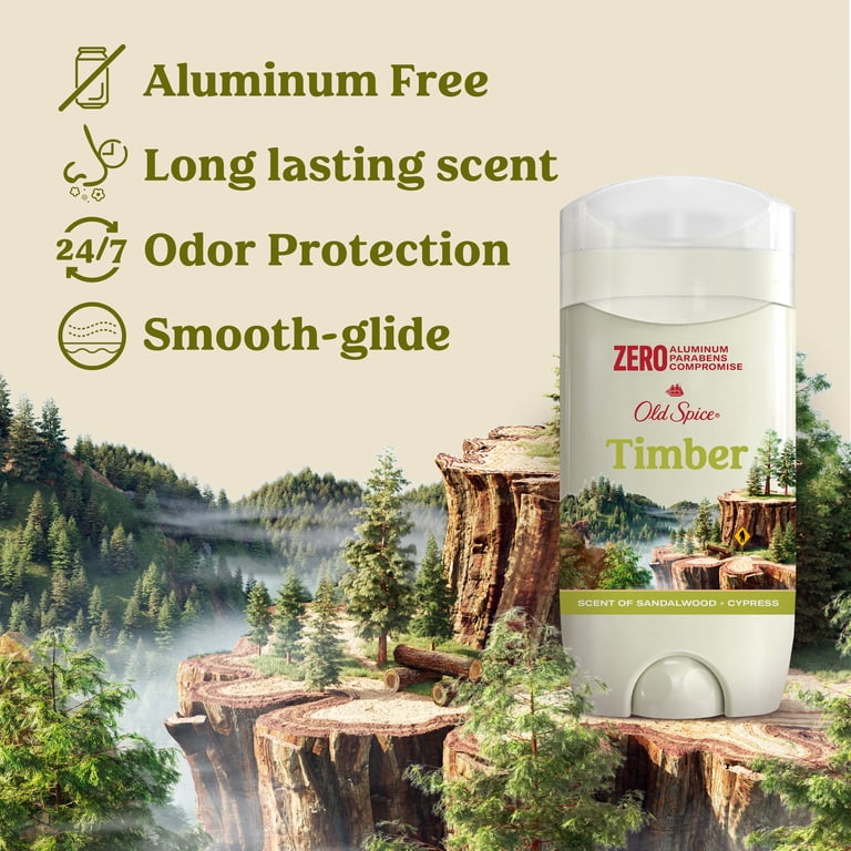 Old Spice Men's Deodorant Timber with Sandalwood 3oz, 24/7 Odor