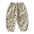 thumbnail image 2 of NAISIBABY Toddler Girls Pants, Soft Casual Prints Kids Double-Layer Trousers White 1T, 2 of 4