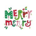 thumbnail image 2 of Noonday Design 32x26 White Modern Wood Framed Museum Art Print Titled - Festive Lettering-Merry Merry, 2 of 4
