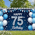 thumbnail image 6 of Blue White Theme 75th Birthday Banner Decor Happy Birthday Display Star Pattern Balloon Design Anniversary Backdrop for 75th Birthday Party Anniversary Celebration Family Gathering, 6 of 9