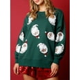 thumbnail image 2 of Argulvti Womens Crewneck Sweatshirt Loose Santa Claus Sequins Print Long Lantern Sleeve Tops for Christmas, 2 of 3