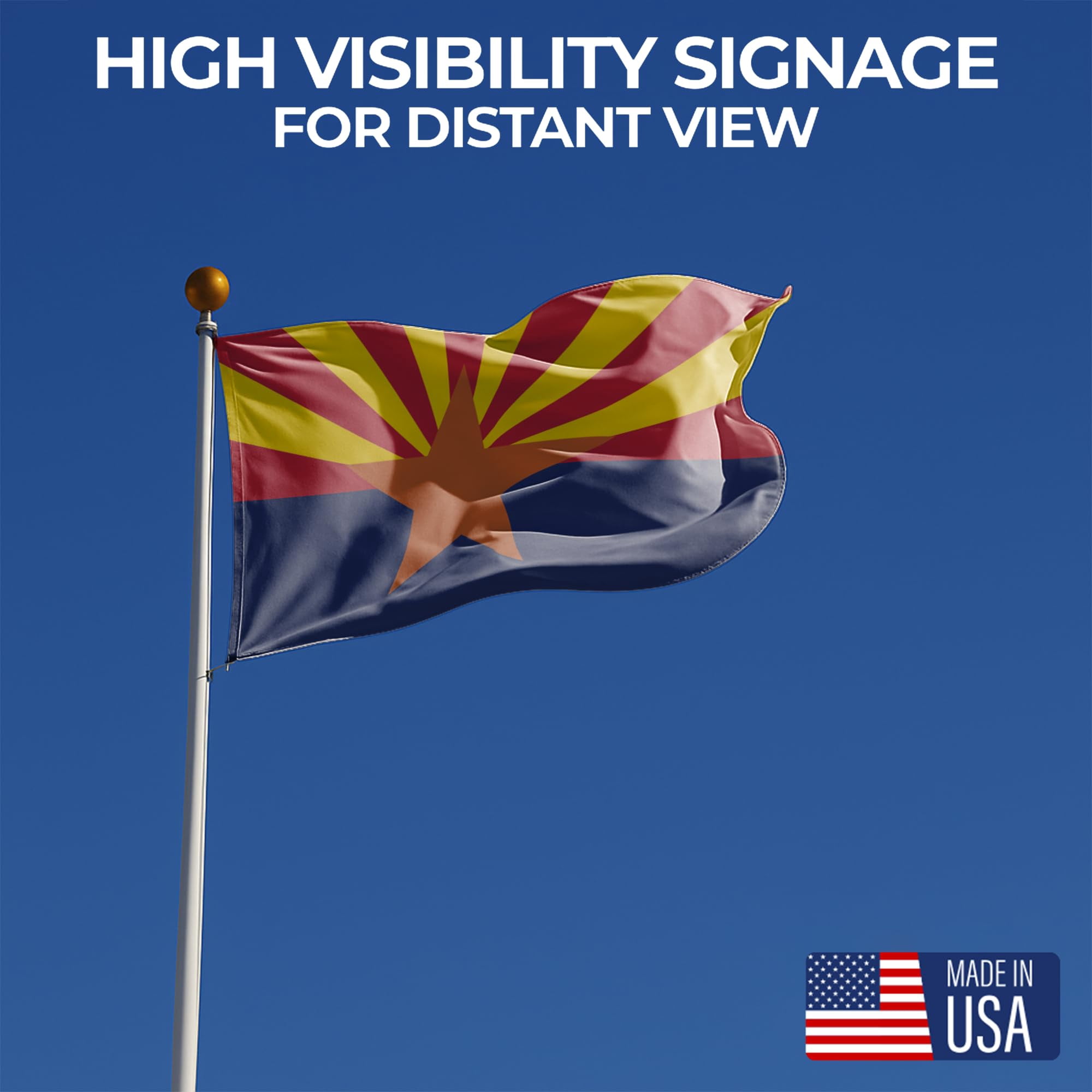 Arizona Outdoor Flag (2x3ft) by DreamController - Durable, Fade-Resistant Polyester, Double-Stitched, Brass Grommets - HD Printed USA State Flag - Made in USA