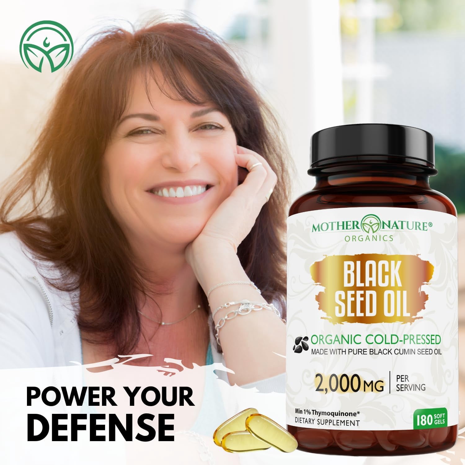 Mother Nature Organics Black Seed Oil Capsules 2000mg – 180 Softgels | Supports Heart, Immune & Digestive Health | Promotes Hair & Nail Strength