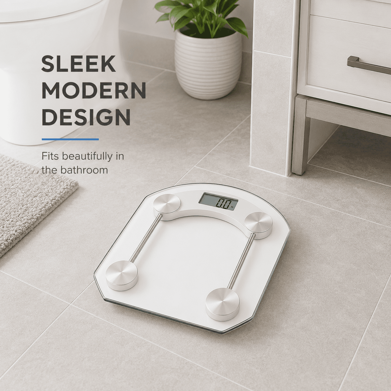 Dependable Industries Personal Digital Bathroom Scale 396 lb Capacity Glass LCD Body Weight Scale with Step-On Technology