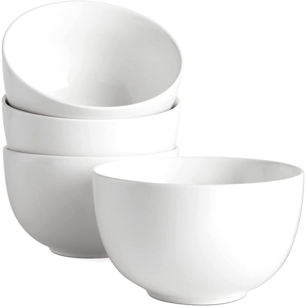 DOWAN Deep Soup Bowls, 30 Ounces White Cereal Bowl for Oatmeal, Ceramic