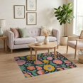 thumbnail image 3 of ODIKA 4'x6' Black Pink Vintage Floral Symphony Design Washable Area Rug Elegant Maximalist Patterns with Retro Touch Pet Friendly, Non-Shedding for Bedroom, Reading Nook, 3 of 7