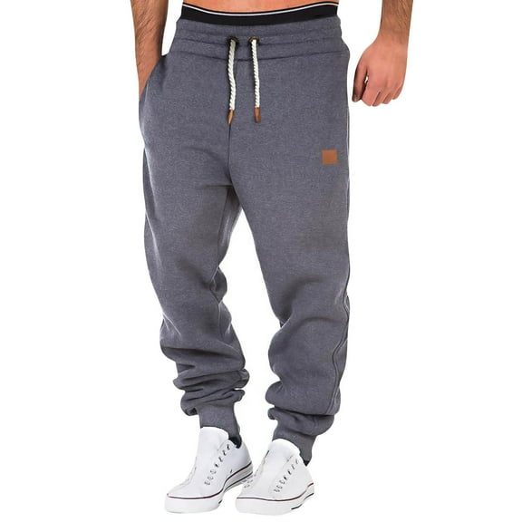 Zimjoy Sweatpants for Men Heavyweight Elastic Waist Cargo Sweatpants Drawstring Running Jogger Trousers Fall Winter Thick Joggers Trousers with Pockets, Dark Gray 2XL