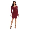 thumbnail image 5 of PrettyGuide Women's Long Sleeve Sweater Dress Wrap V Neck Button Elegant Midi Ribbed Knit Bodycon Dress, 5 of 7