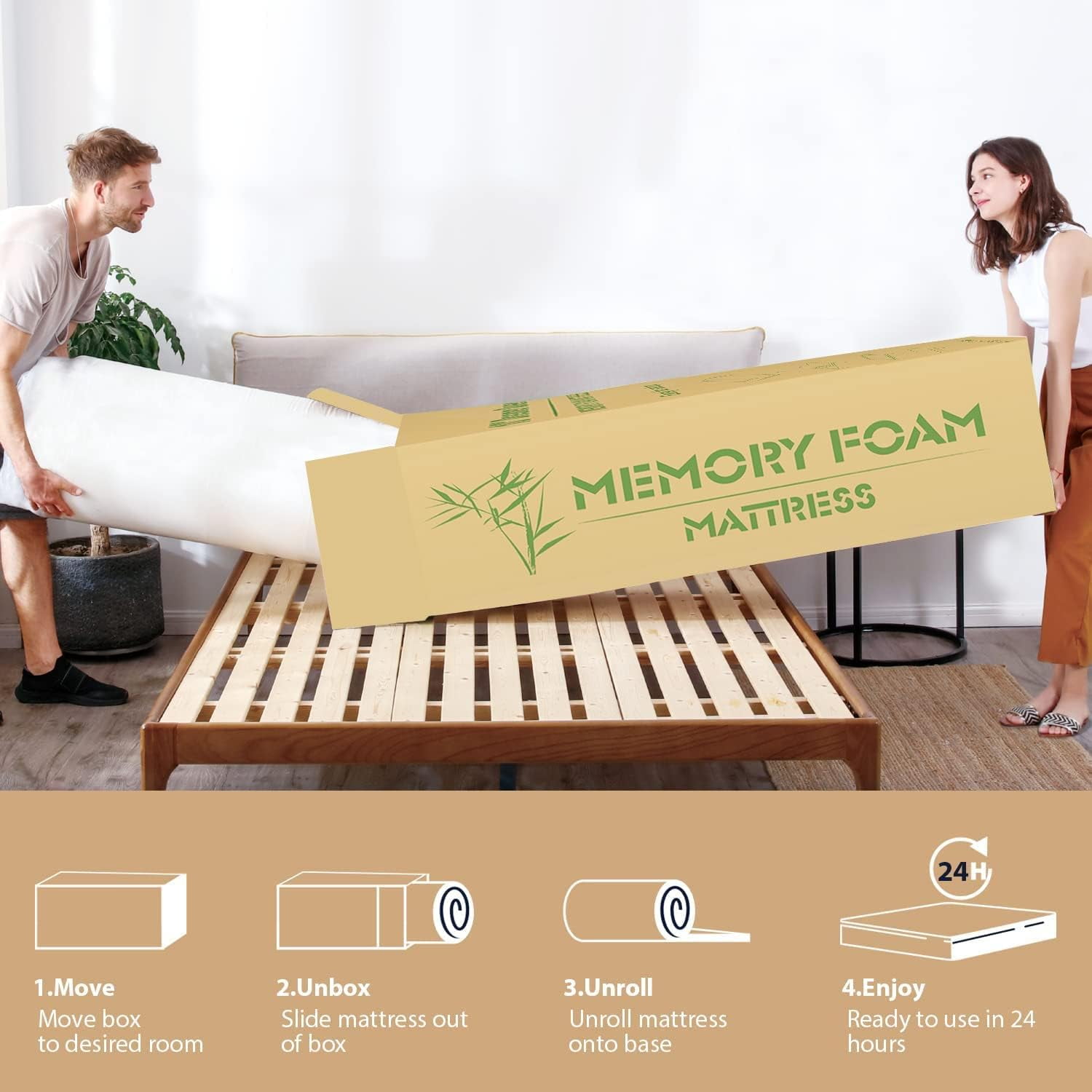 Full Mattress, 6 inch Memory Foam Mattress Bed in a Box, with Green Tea Gel