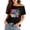 Black, variant on Trendfront Womens Retro 80s Graffiti Print Tops One Shoulder Boat Neck Loose Fit Tee Trendy Fashion T Shirts Pullover Streetwear