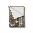 thumbnail image 2 of Prehistoric Country Soft Flannel Fleece Throw Blanket, Grey Colored Ornate Stars on Wooden Rustic Fence Cabin Design Print, Cozy Plush for Indoor and Outdoor Use, 70" x 90", Brown Grey, by Ambesonne, 2 of 6