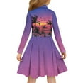 thumbnail image 3 of DISNIMO Palm Tree Dress for Girls Long Sleeve Sunset Dress Kids Purple Swing Dress Girls 7-8 Girls Midi Dress Girl Skater Dresses for Children Fall Twirl Dress Girls Church Girls Dress Clothing, 3 of 7