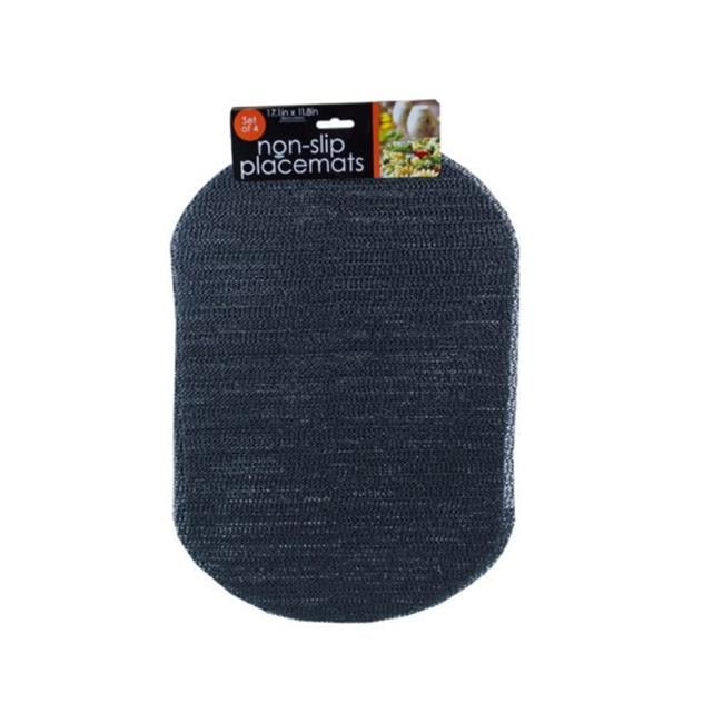 Kole Imports OT84912 17 x 11.8 in. Oval Mesh Placemats Black, 12