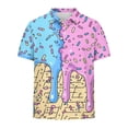 thumbnail image 5 of Boys' Ice Cream Print Polo Shirt Short Sleeve Pink Graphic Playful Casual Shirt 100% Polyester for Kids,Size 12-13 T, 5 of 7