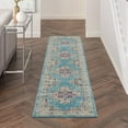 thumbnail image 3 of 2â€™ x 10â€™ Light Blue Distressed Medallion Runner Rug, 3 of 5